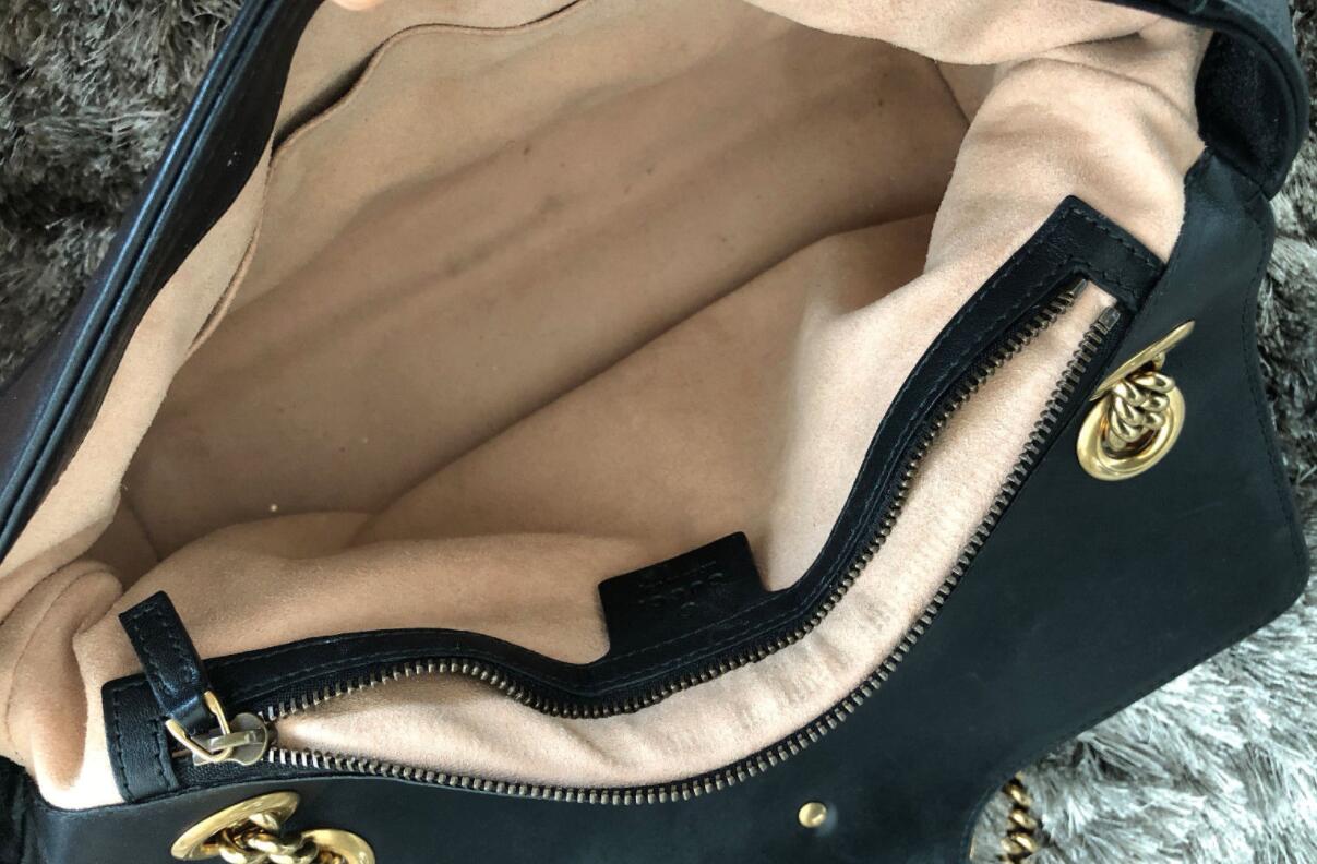 GG Marmont medium matelasse shoulder bag Black leather 443496 - Click Image to Close